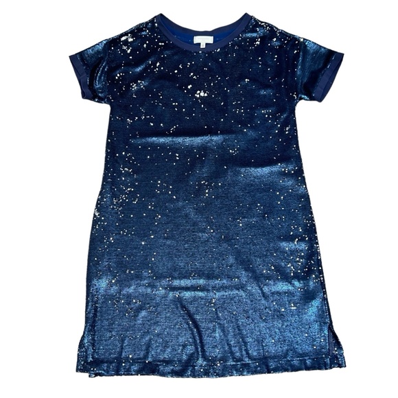 ANTHROPOLOGIE MOULINETTE SOEURS BLUE INTERSTELLAR SEQUINS SHIFT DRESS - Picture 11 of 16